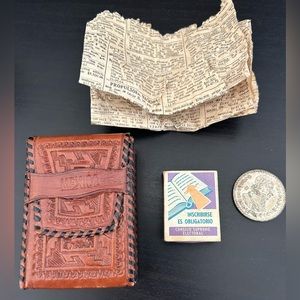 Vintage Leather Cigarette Case Matchbox and Peso 1958